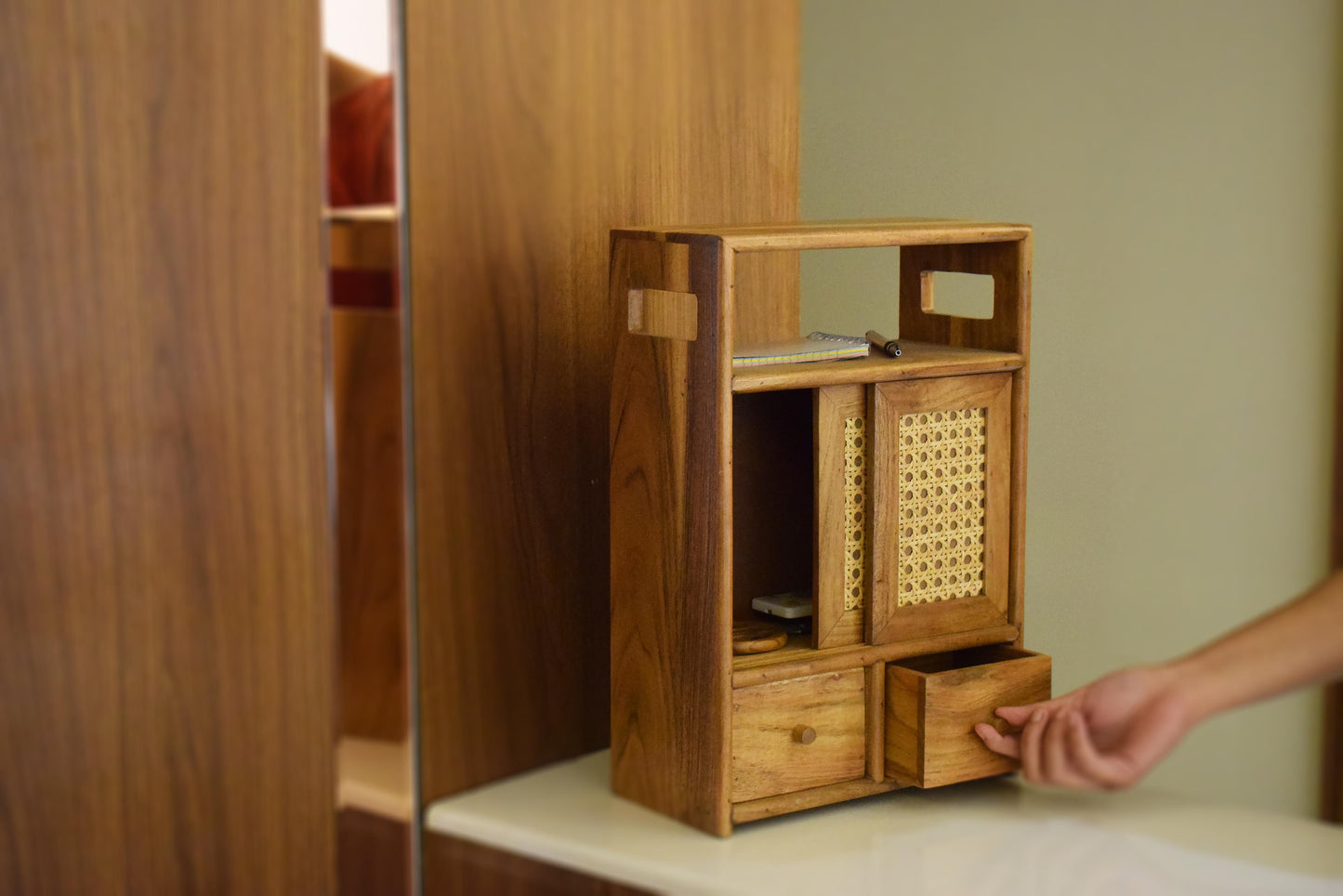 Cane & Wooden Cabinet