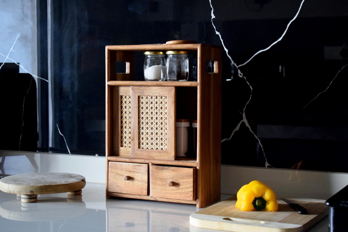 Cane & Wooden Cabinet