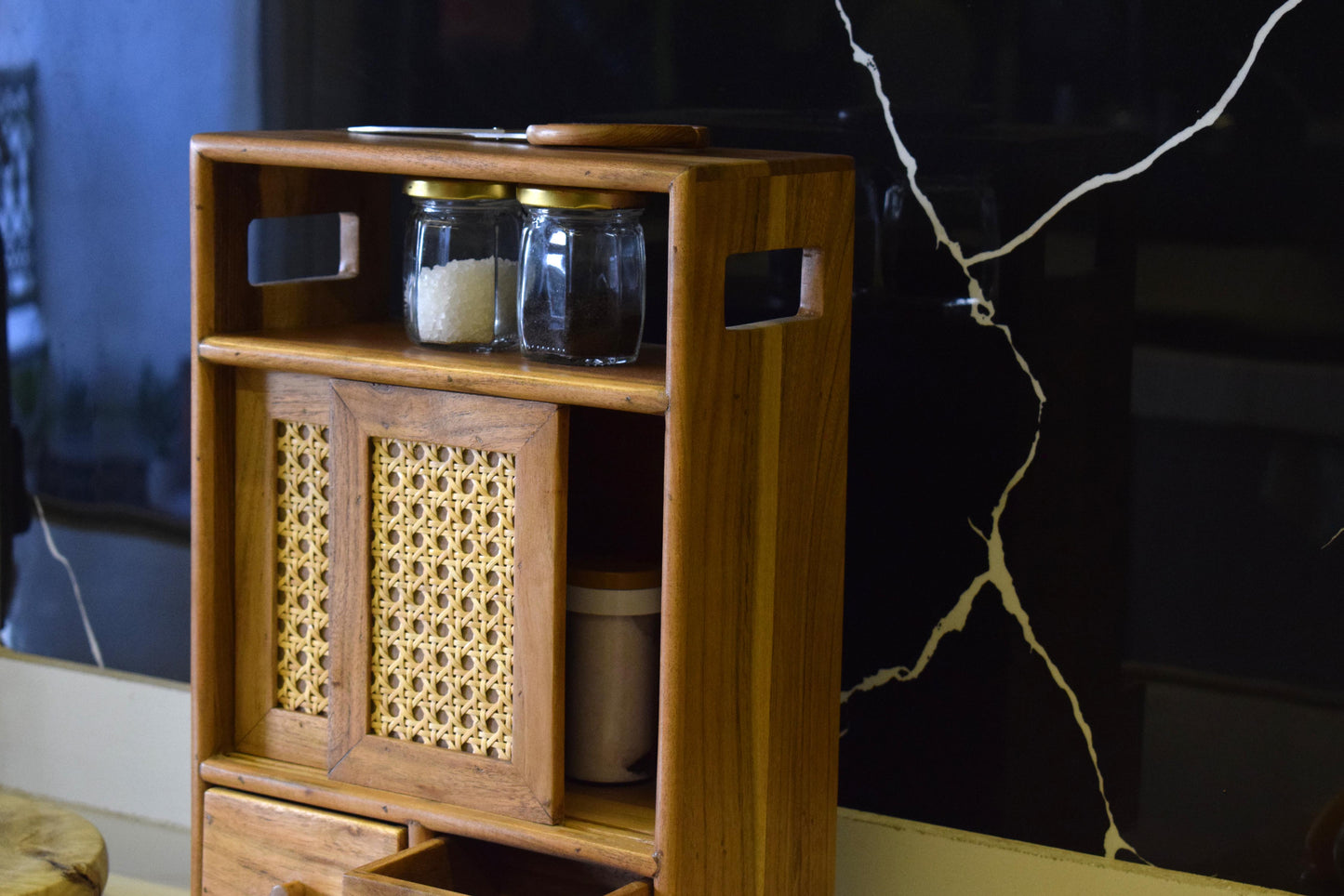 Cane & Wooden Cabinet