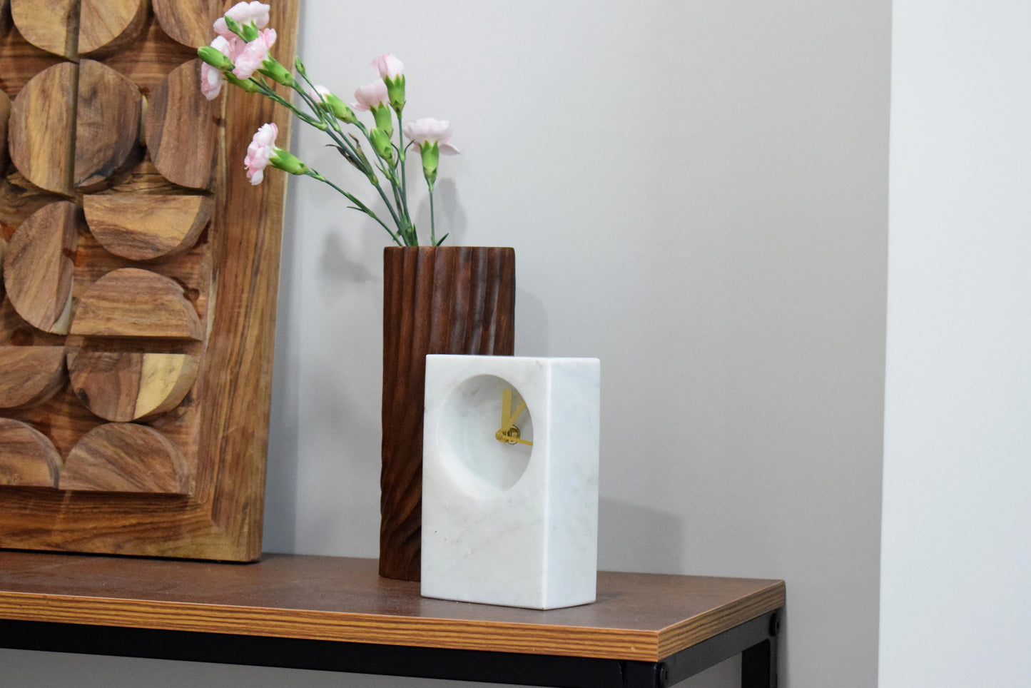 Block Marble Table - clock