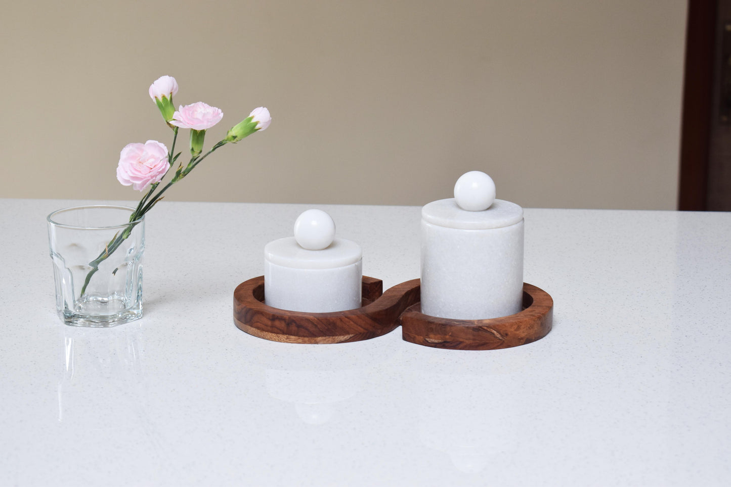 Twin Marble Jars & Tray