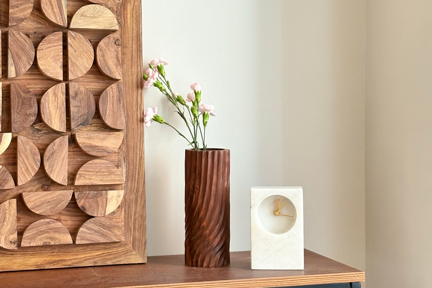 Block Marble Table - clock