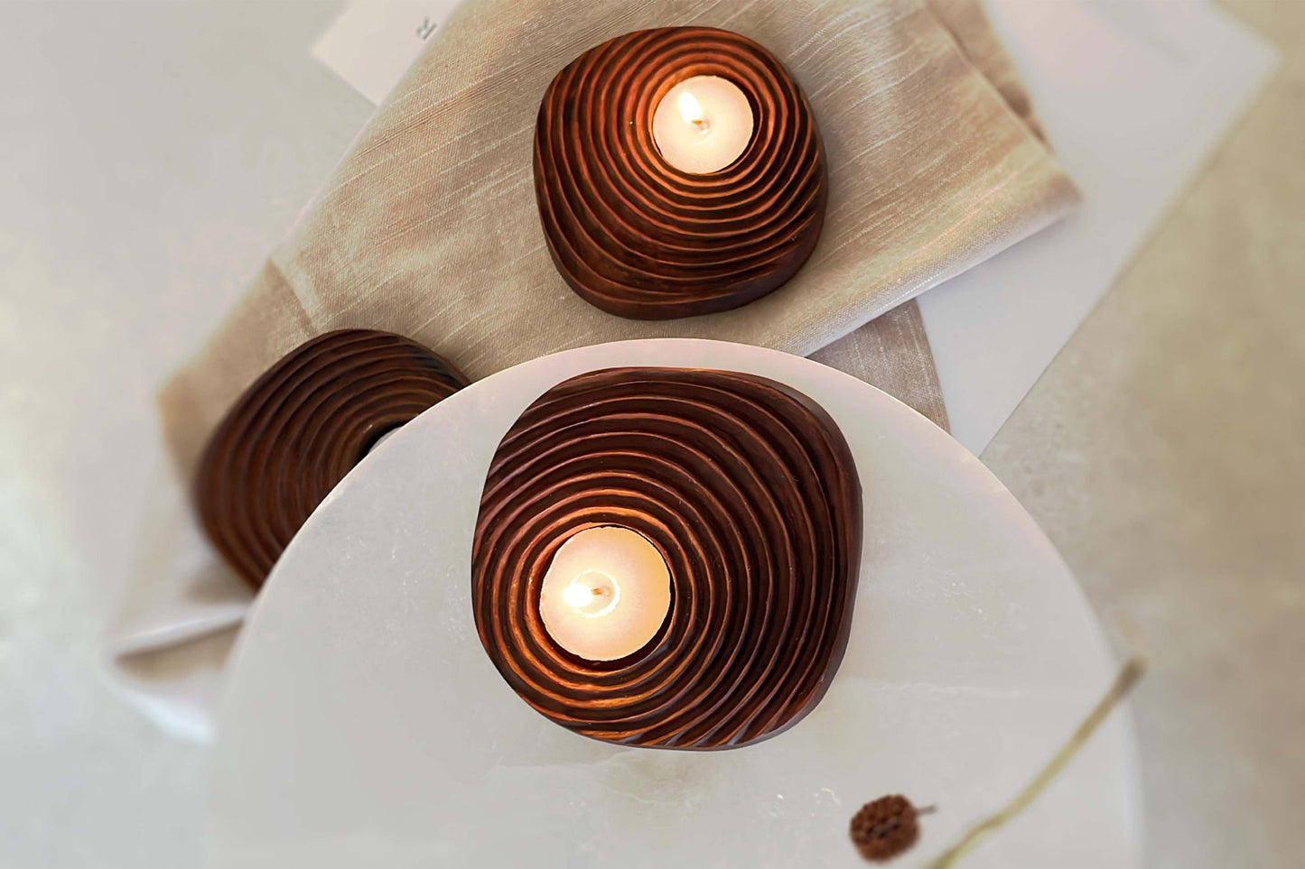 Ribbed Tea Light Holder