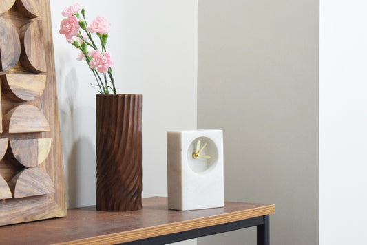 Block Marble Table - clock
