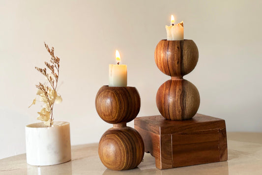 Ball tealight holder - set of 2