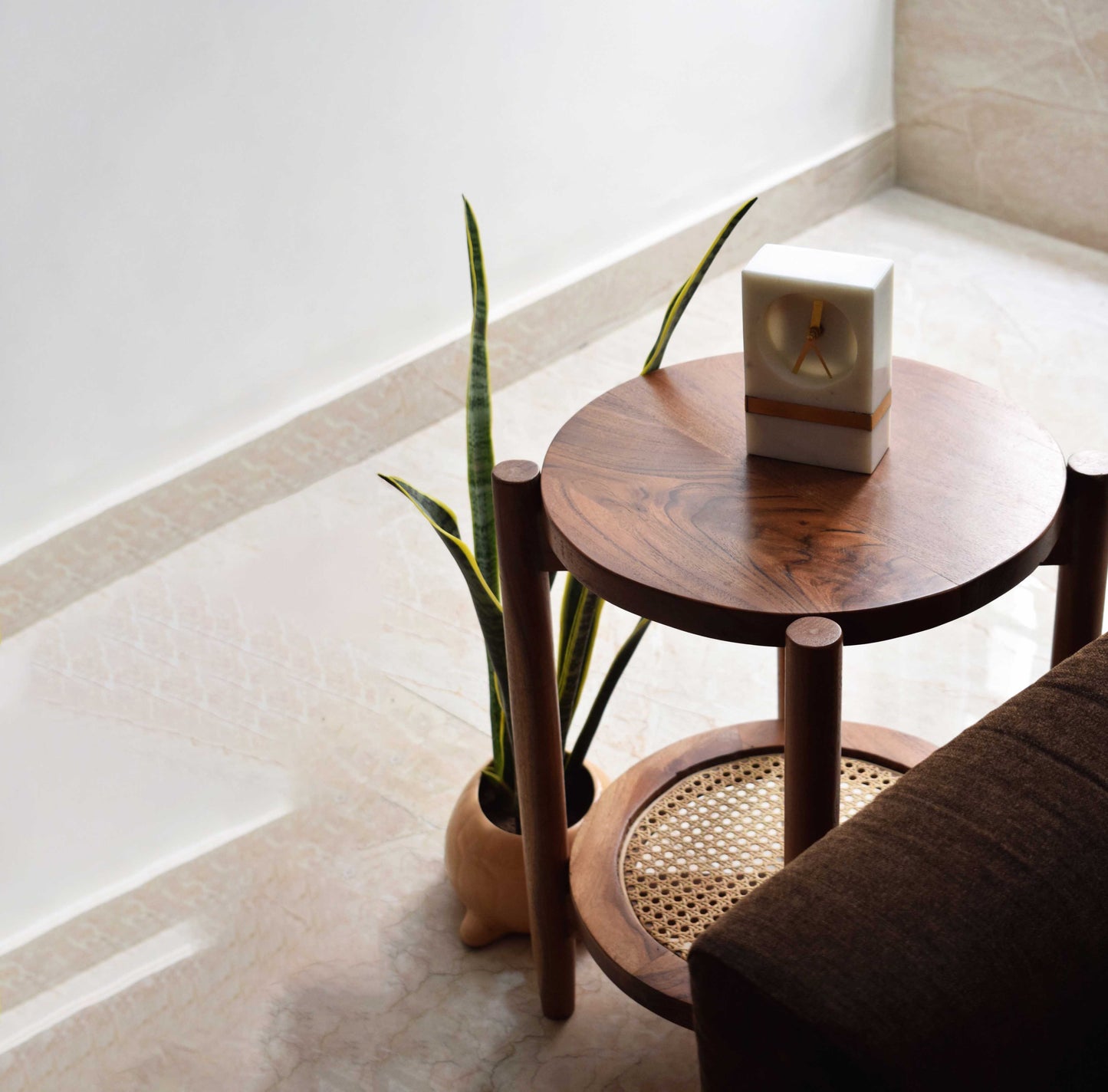 Cane & wooden Side Table