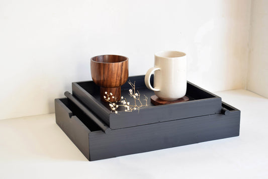 Double Decker Tray- Black Finish