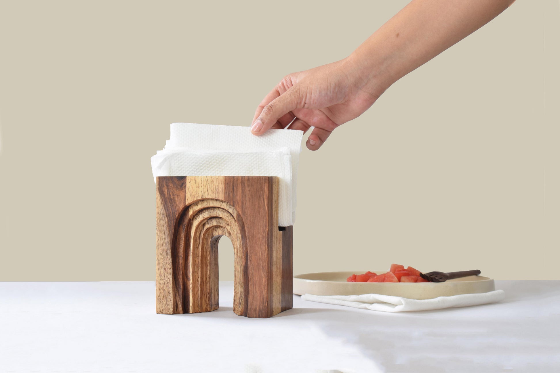 Sheesham wood tissue napkin holder for dining