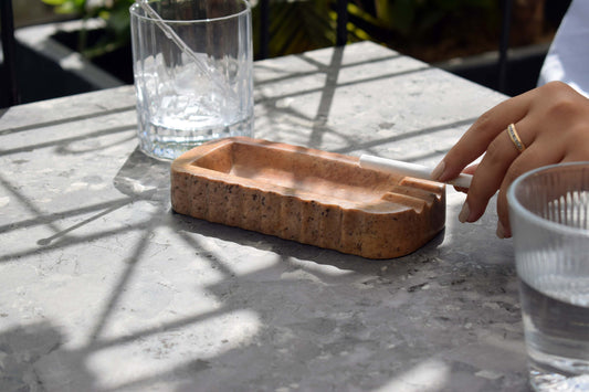 Ribbed Marble Ashtray