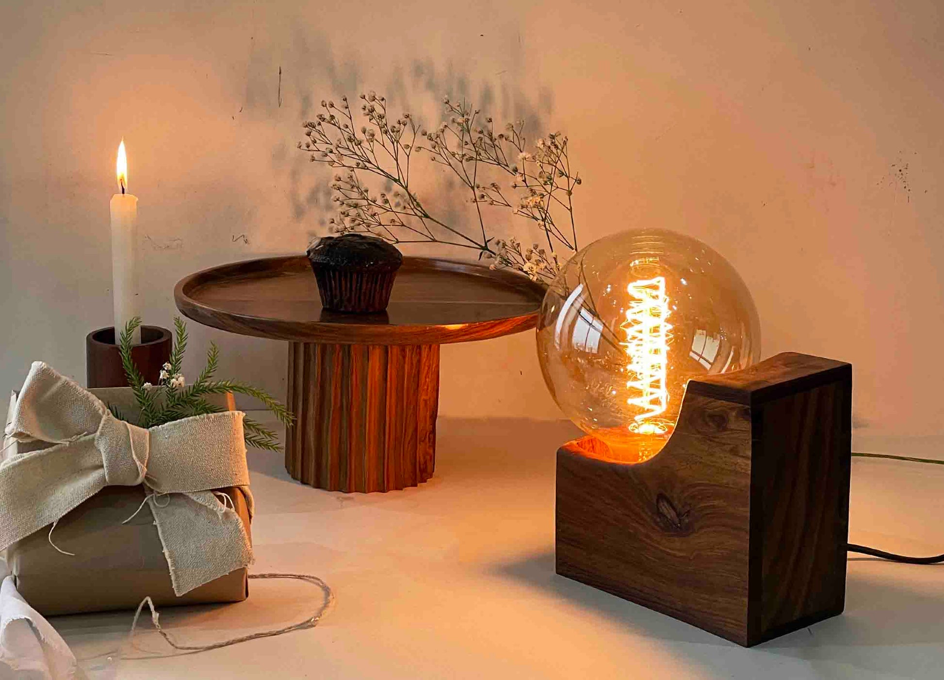 wooden lamp for side table decor