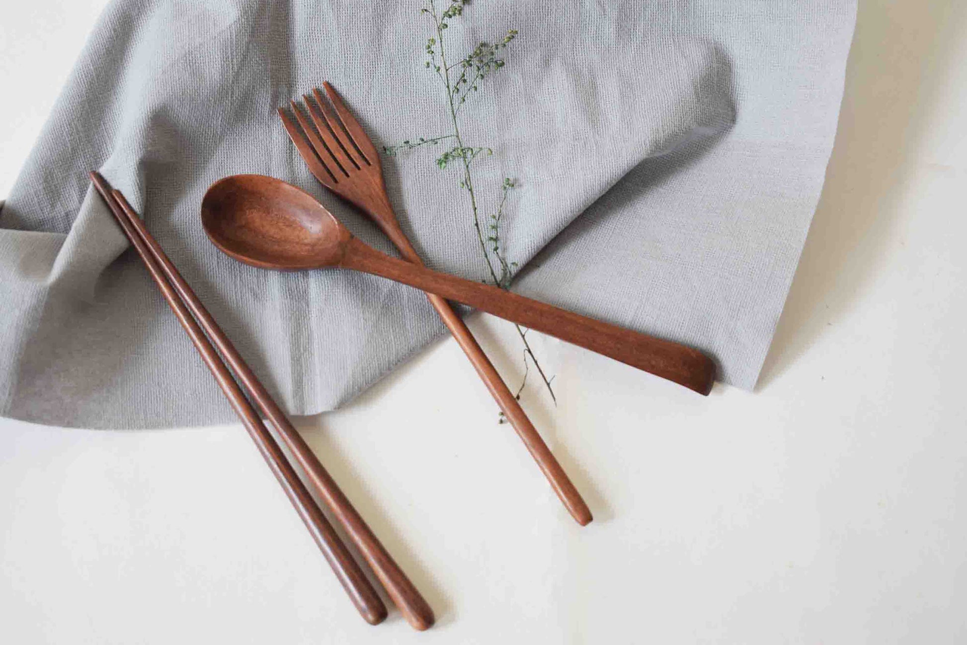 wooden spoon, fork and chopsticks 