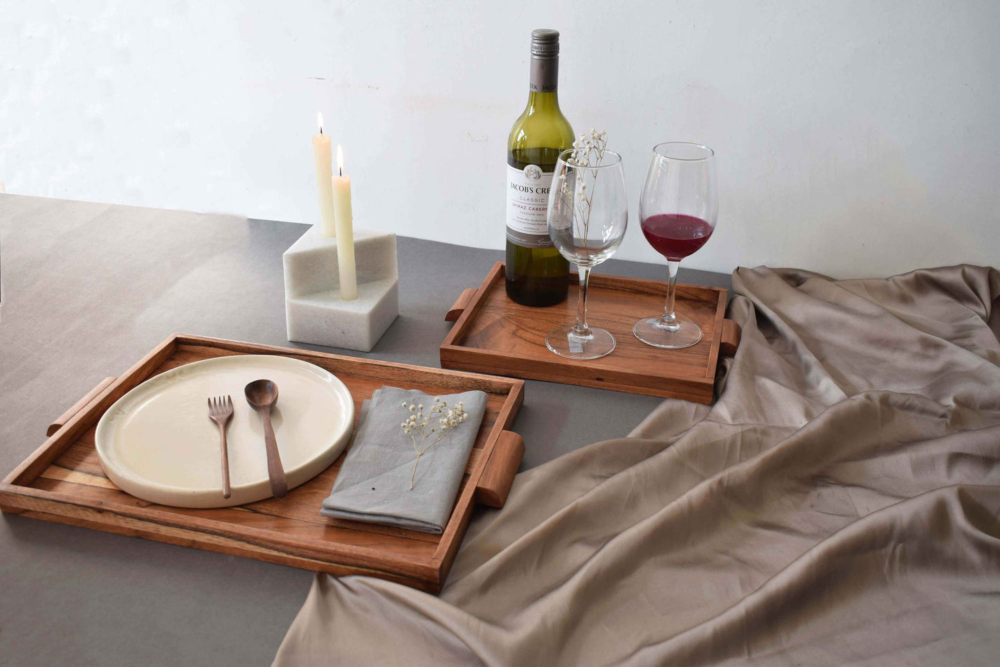 house warming gifting idea, wooden serving tray set